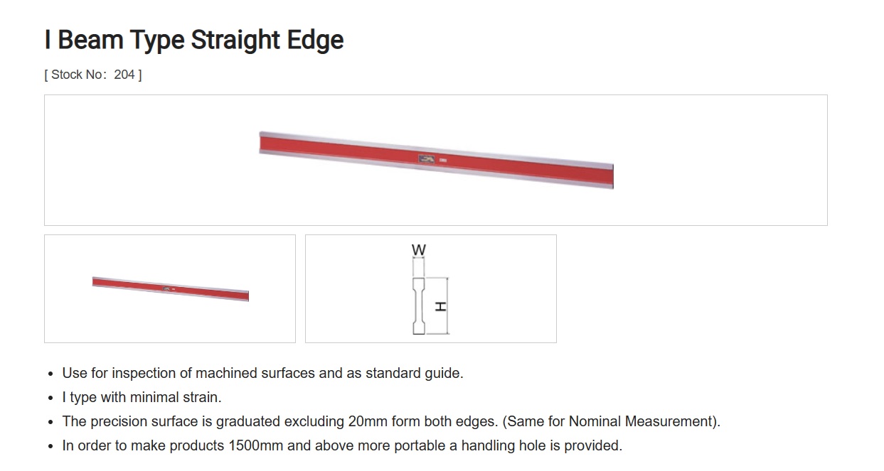 Ichiban Precision Sdn Bhd Obishi OBISHI I BEAM TYPE STRAIGHT EDGE